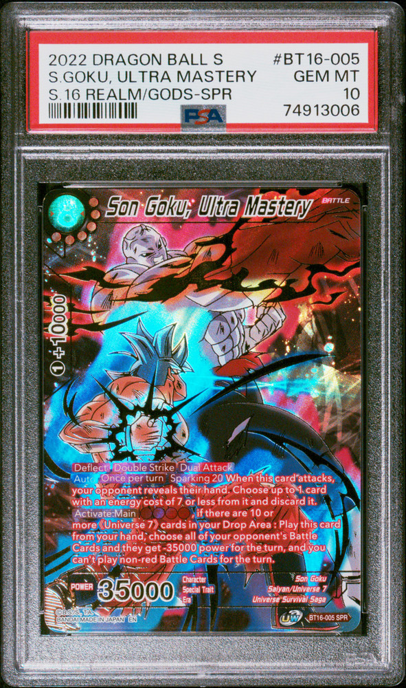 PSA 10 Son Goku, Ultra Mastery - BT16-005 - Special Rare - Realm of the Gods Dragon Ball Super Card