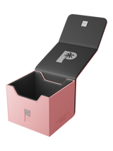 Palms Off Gaming pink Genesis Deck Box, impact-proof storage for 100 double-sleeved or 120 single-sleeved TCG cards.