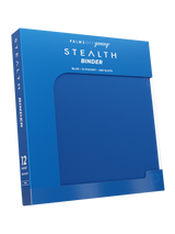 Retail packaging of Palms Off Gaming blue 12 pocket zip binder, ideal for collectors storing trading cards from Pokémon, MTG, Yu-Gi-Oh! and more.