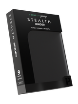 Retail packaging of Palms Off Gaming black 9 pocket zip binder, ideal for collectors storing trading cards from Pokémon, MTG, Yu-Gi-Oh! and more.