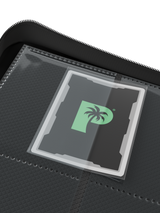 Side-loading pockets in Palms Off Gaming Stealth black 9 pocket binder, built to securely hold trading cards from Pokémon, MTG, Yu-Gi-Oh! cards and more.