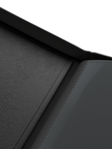 Black velvet inside cover of Palms Off Gaming 9 pocket binder for premium storage of trading cards.