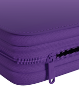 Durable purple steel zipper on Palms Off Gaming 12 pocket binder, keeping Pokémon, MTG, One Piece trading cards and more safe.