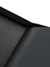 Black velvet inside cover of Palms Off Gaming 9 pocket binder for premium storage of trading cards.