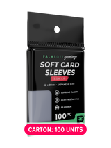 Case of Palms Off Gaming Japanese mini size soft card sleeves, the perfect first layer of protection for all Japanese mini size trading cards.
