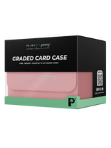 Retail packaging of Palms Off Gaming Collector's Series medium pink graded card case for PSA and BGS collectors.