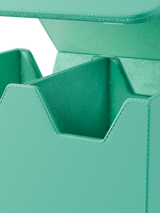 Cutout design on Palms Off Gaming medium turquoise graded card case allows easy viewing of PSA and BGS labels.