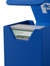 Cutout design on Palms Off Gaming small blue graded card case allows easy viewing of PSA and BGS labels.