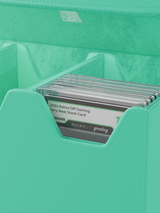 Cutout design on Palms Off Gaming large turquoise graded card case allows easy viewing of PSA and BGS labels.
