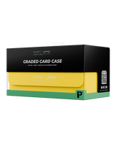 Retail packaging of Palms Off Gaming Collector's Series large yellow graded card case for PSA and BGS collectors.