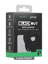 Palms Off Gaming Blackout standard size deck sleeves in clear, perfect for playing Pokémon, One Piece, Magic: The Gathering, Lorcana and more.