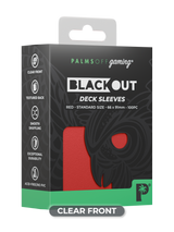 Palms Off Gaming Blackout standard size deck sleeves in red, perfect for playing Pokémon, One Piece, Magic: The Gathering, Lorcana and more.