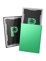 Blackout standard size deck sleeves in jade feature a textured, dual-layer fully opaque back, with a crystal-clear front. Blackout standard size deck sleeves in jade feature a textured, dual-layer fully opaque back, with a crystal-clear front.