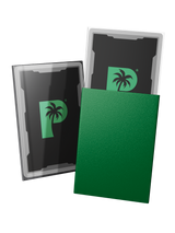 Blackout Japanese mini size deck sleeves in green feature a textured, dual-layer fully opaque back, with a crystal-clear front.