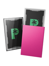 Blackout Japanese mini size deck sleeves in pink feature a textured, dual-layer fully opaque back, with a crystal-clear front.