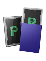 Blackout Japanese mini size deck sleeves in purple feature a textured, dual-layer fully opaque back, with a crystal-clear front.