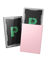 Blackout Japanese mini size deck sleeves in rose feature a textured, dual-layer fully opaque back, with a crystal-clear front.