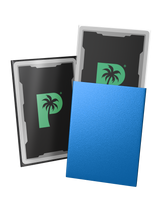 Blackout standard size deck sleeves in blue feature a textured, dual-layer fully opaque back, with an anti-glare matte front.