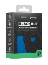 Palms Off Gaming Blackout standard size deck sleeves in blue, perfect for playing Pokémon, One Piece, Magic: The Gathering, Lorcana and more.