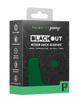 Palms Off Gaming Blackout standard size deck sleeves in green, perfect for playing Pokémon, One Piece, Magic: The Gathering, Lorcana and more.