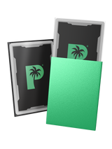 Blackout standard size deck sleeves in jade feature a textured, dual-layer fully opaque back, with an anti-glare matte front. Blackout standard size deck sleeves in jade feature a textured, dual-layer fully opaque back, with an anti-glare matte front.