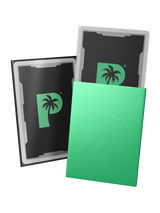Blackout standard size deck sleeves in jade feature a textured, dual-layer fully opaque back, with an anti-glare matte front.