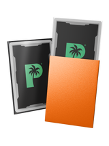 Blackout standard size deck sleeves in orange feature a textured, dual-layer fully opaque back, with an anti-glare matte front.