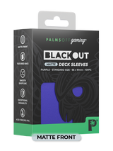 Palms Off Gaming Blackout standard size deck sleeves in purple, perfect for playing Pokémon, One Piece, Magic: The Gathering, Lorcana and more.