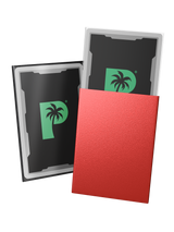 Blackout standard size deck sleeves in red feature a textured, dual-layer fully opaque back, with an anti-glare matte front.