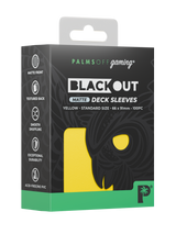 Palms Off Gaming Blackout standard size deck sleeves in yellow, perfect for playing Pokémon, One Piece, Magic: The Gathering, Lorcana and more.