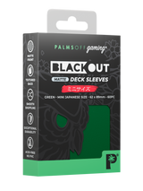 Palms Off Gaming Blackout Japanese mini size deck sleeves in green, perfect for playing Yu-Gi-Oh! and more.