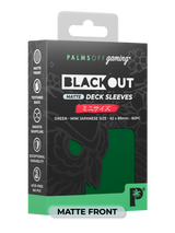 Palms Off Gaming Blackout Japanese mini size deck sleeves in green, perfect for playing Yu-Gi-Oh! and more.