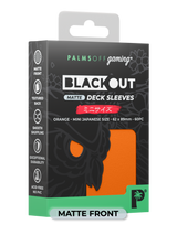 Palms Off Gaming Blackout Japanese mini size deck sleeves in orange, perfect for playing Yu-Gi-Oh! and more.