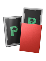 Blackout Japanese mini size deck sleeves in red feature a textured, dual-layer fully opaque back, with an anti-glare matte front.