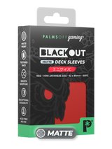 Palms Off Gaming Blackout Japanese mini size deck sleeves in red, perfect for playing Yu-Gi-Oh! and more.