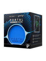 Retail packaging for Palms Off Gaming blue Portal Nexus 100+ Deck Box for Pokémon, MTG, One Piece and more.