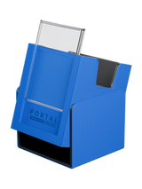 Blue Portal Nexus 100+ Deck Box by Palms Off Gaming featuring Command Case slot for hero card display.