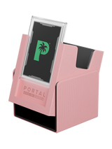 Pink Portal Nexus 100+ Deck Box by Palms Off Gaming featuring Command Case slot for commander card display.