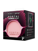Retail packaging for Palms Off Gaming pink Portal Nexus 100+ Deck Box for Pokémon, MTG, One Piece and more.