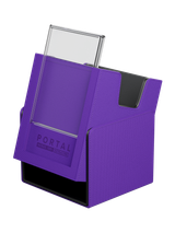 Purple Portal Nexus 100+ Deck Box by Palms Off Gaming featuring Command Case slot for hero card display.