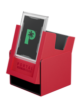 Red Portal Nexus 100+ Deck Box by Palms Off Gaming featuring Command Case slot for commander card display.