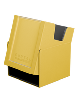 Yellow Portal Nexus 100+ Deck Box by Palms Off Gaming featuring Command Case slot for leader card display.