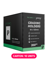Case of Palms Off Gaming semi-rigid grading holders 200pc, designed for grading submissions to PSA, BGS, CGC and more.