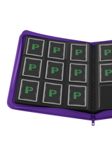 Open spread of Palms Off Gaming 9 pocket binder with 3x3 layout for Pokémon, One Piece, MTG trading cards and more. Open spread of Palms Off Gaming 9 pocket binder with 3x3 layout for Pokémon, One Piece, MTG trading cards and more.
