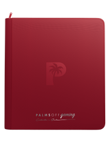 Palms Off Gaming Collector’s Series red 12 pocket zip binder with PU leather cover, holds 480 Pokémon, MTG, Yu-Gi-Oh! Trading cards and more.