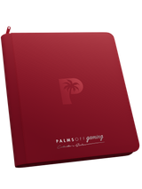 Palms Off Gaming Collector’s Series red 12 pocket zip binder with PU leather cover, holds 480 Pokémon, MTG, Yu-Gi-Oh! Trading cards and more.
