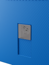 Secure buckle system on the Palms Off Gaming blue Genesis Deck Box for safe TCG card storage.