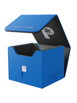 Palms Off Gaming blue Genesis Deck Box, impact-proof storage for 100 double-sleeved or 120 single-sleeved TCG cards.