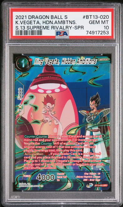 PSA 10 King Vegeta, Hidden Ambitions - BT13-020 - Special Rare - Supreme Rivalry Dragon Ball Super Card