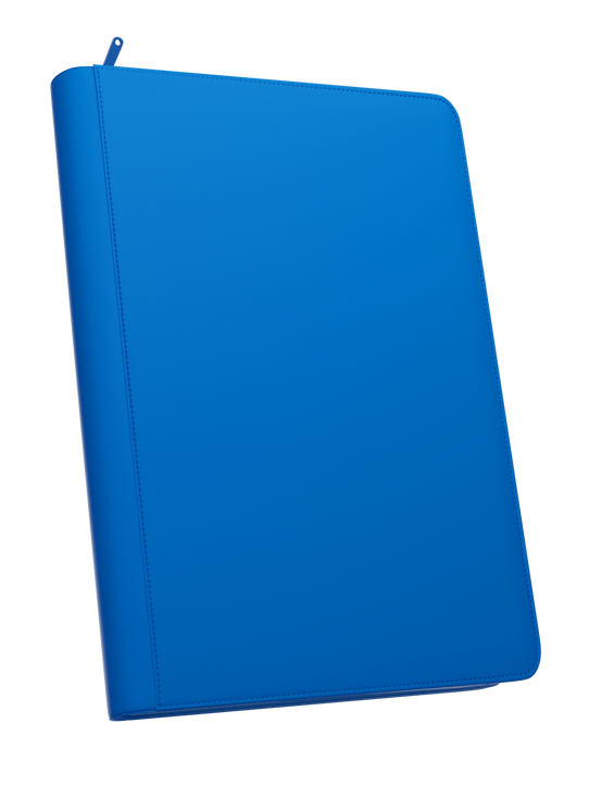 Palms Off Gaming Stealth blue 9 pocket zip binder with smooth PU leather cover, holds 360 Pokémon, MTG, Yu-Gi-Oh! Trading cards and more.